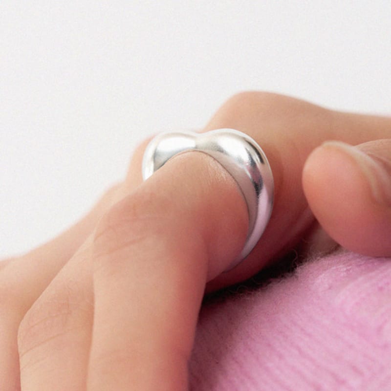 geegee [silver925] heart matt ring - 2color