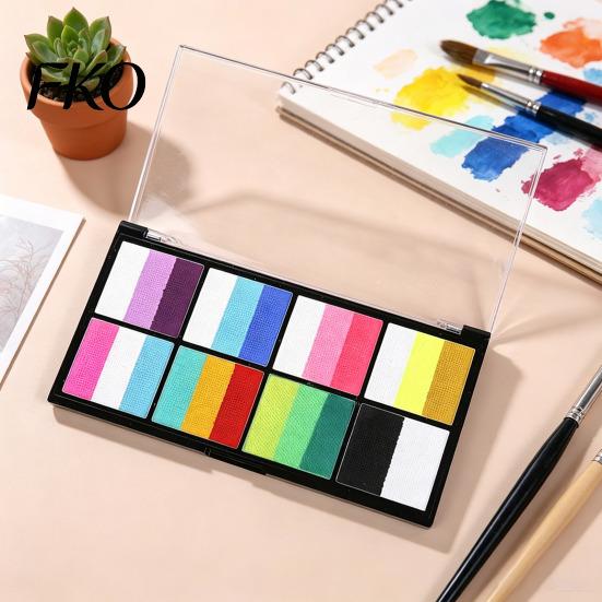 Professional Body Paint Face Palette, 8 Grids Pigment for Art Painting, Water Long Lasting Soluble Makeup Halloween Costume Party Festival Stage