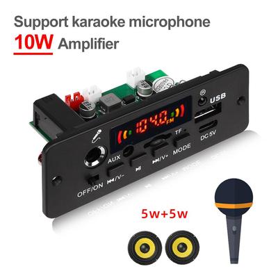 DC 5V Bluetooth MP3 Decoder Board 10W Audio Amplifier Car Music Player FM Radio Handsfree Call TF USB Record Module Support Mic