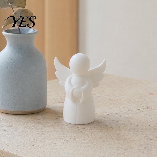 Desktop Angel Ornament 3D Printed Figurine, Little White Guardian Statue, Home Decor Figure Healing Winged for Shelf Mini Statue