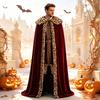 Capa de Veludo com Estampa de Leopardo de Rei para Homens Adultos no Halloween, Capa de Príncipe Nobre Medieval para Festa cos Performance costume*