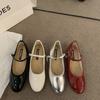 Flat Bottom Round Head Shallow Mouth Ballet Shoes Women's Shoes 2025 New Spring Retro Small Red Shoes One-word Buckle Single Shoes