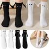 Magnetic Couple Socks Creative Big Eyes Socks Cartoon Couples Stockings with Hand Ins Style Long Socks Clothes Accessories