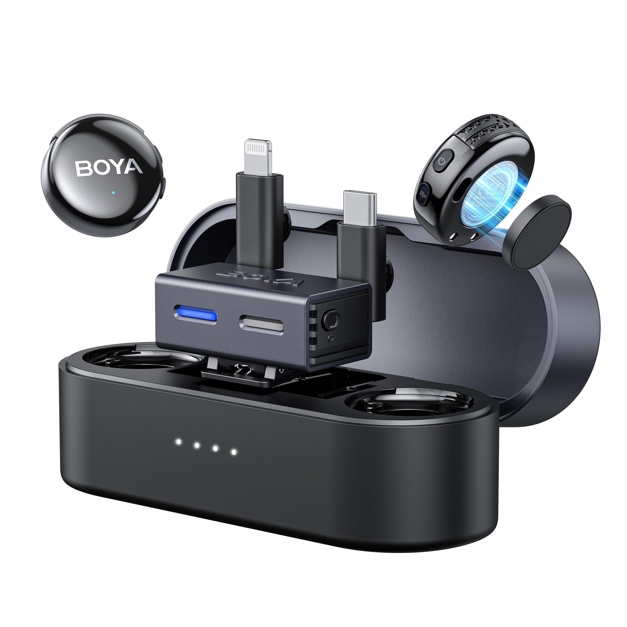 

Беспроводной петличный микрофон BOYA BOYALINK3, Type-C, Lightning и 3,5 мм, совместимый с серией iPhone 16, Android, iPhone и камерами, с ИИ-шумоподавлением