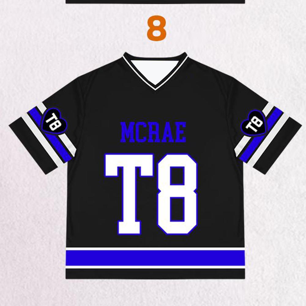2026 New Tate Mcrae T8 Football Jersey Women's Y2k Fashion Casual Sweatshirt Concert Comfortable And Versatile Hot Girl Top