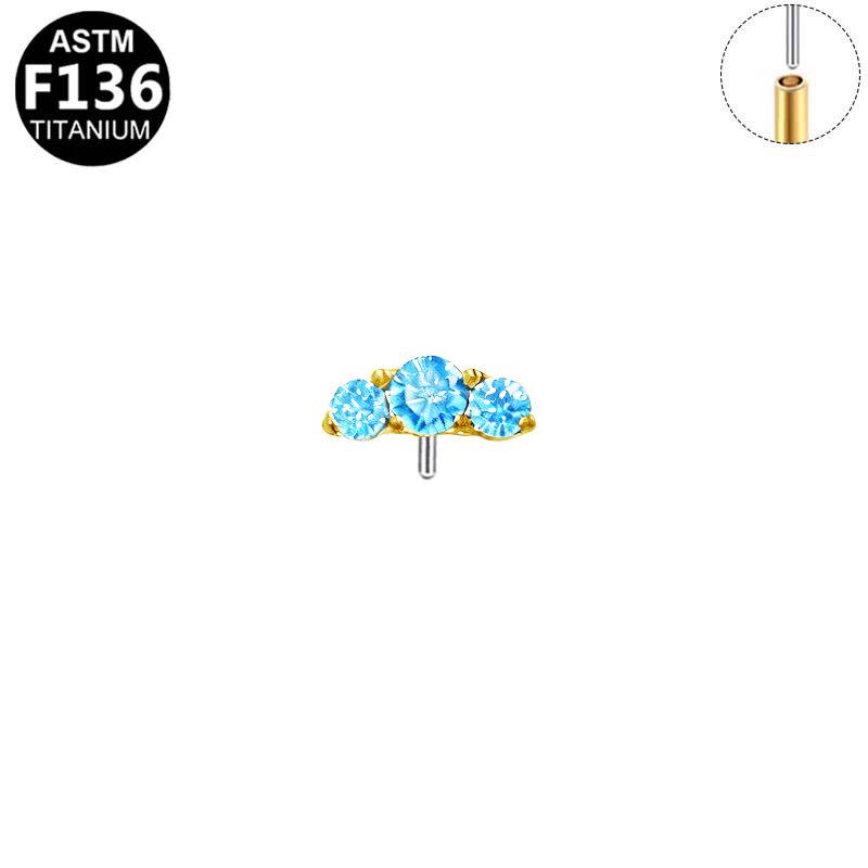 G23 Titanium Alloy Fashionable Medical Grade Piercing Jewelry with Simple Round Zircon Head