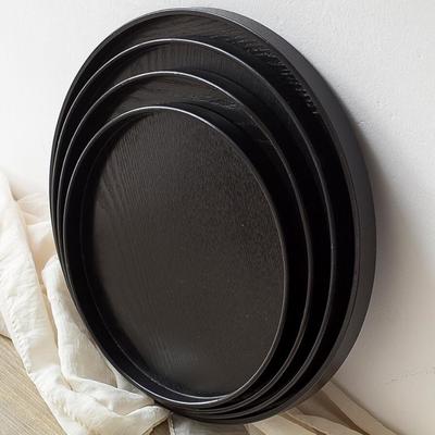 Round Wooden Plate Food Serving Tray Fruit Breakfast Dish Plate Hotel Tea Teapot Cup Coffee Tray