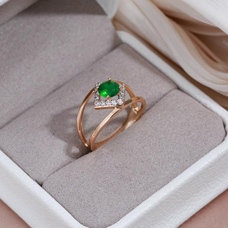 Kinel glänzende grüne Zirkon-Ringe für Damen, luxuriöser, trendiger Party-Schmuck