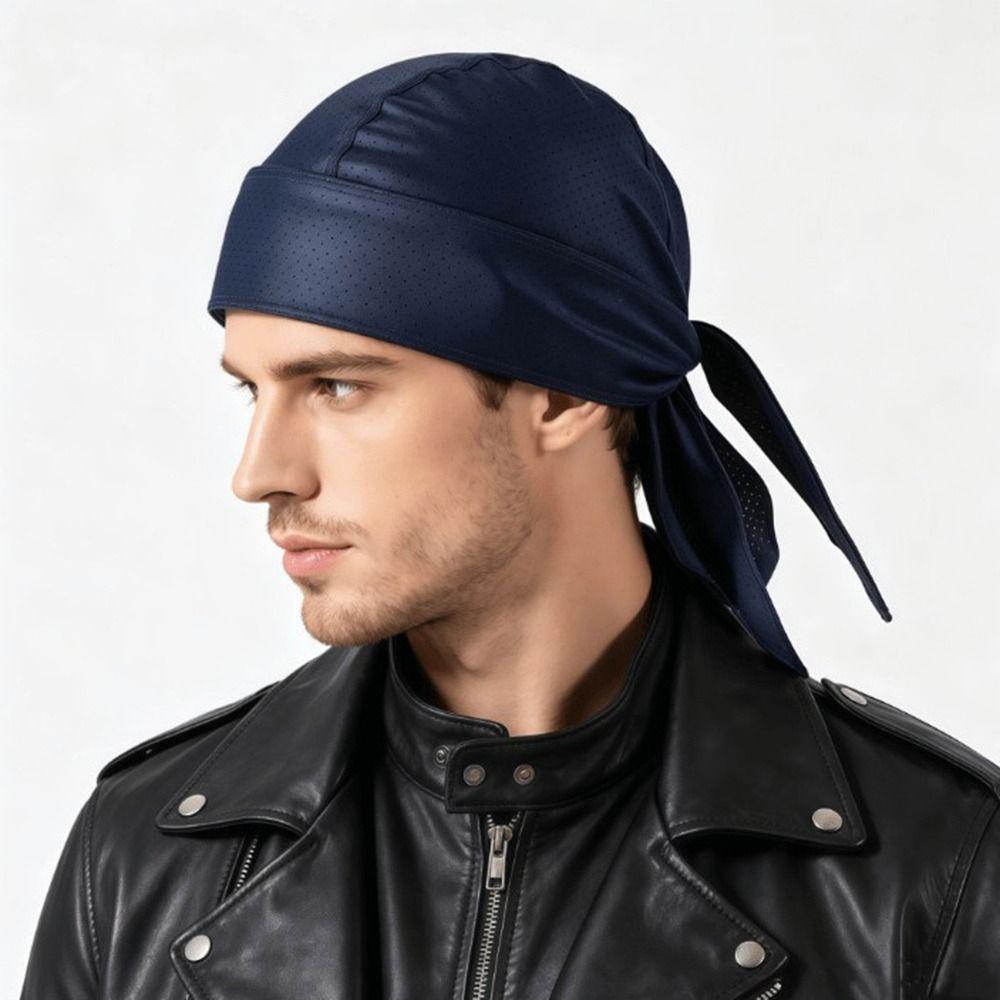 Schnelltrocknendes PU Durag Hip Hop Piraten Bandana Hut Mode Turban Hijab Biker