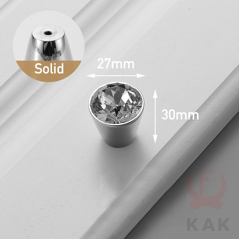 KAK Bright Chrome Furniture Handles Crystal Kitchen Cabinet Handle Zinc Alloy Wardrobe Door Pulls Solid Decorative Door Hardware