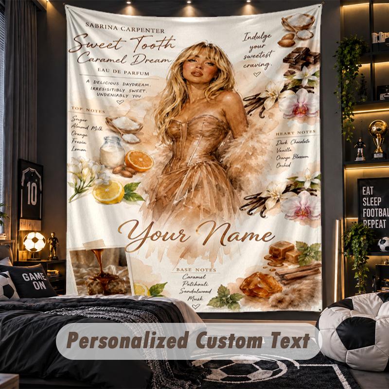 Personalized Wall Tapestry,Sabrina Carpenter Custom Printed Name, Fabric Wall Art For Indoor Room Backdrop