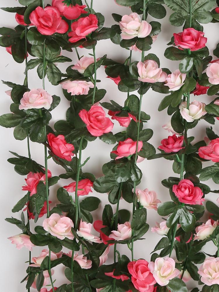 6 Pcs Flower Garland Artificial Rose Vine Flowers with Green Leaves Hanging Fake Roses Vine for Room Anniversary Wedding Birthday Christmas Arch Decor