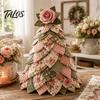 Creative Holiday Gift Ideas DIY Quilted 3D Christmas Tree Craft Kit for Beginners, Handmade Fabric Patchwork Handcrafted Decor Set Tabletop