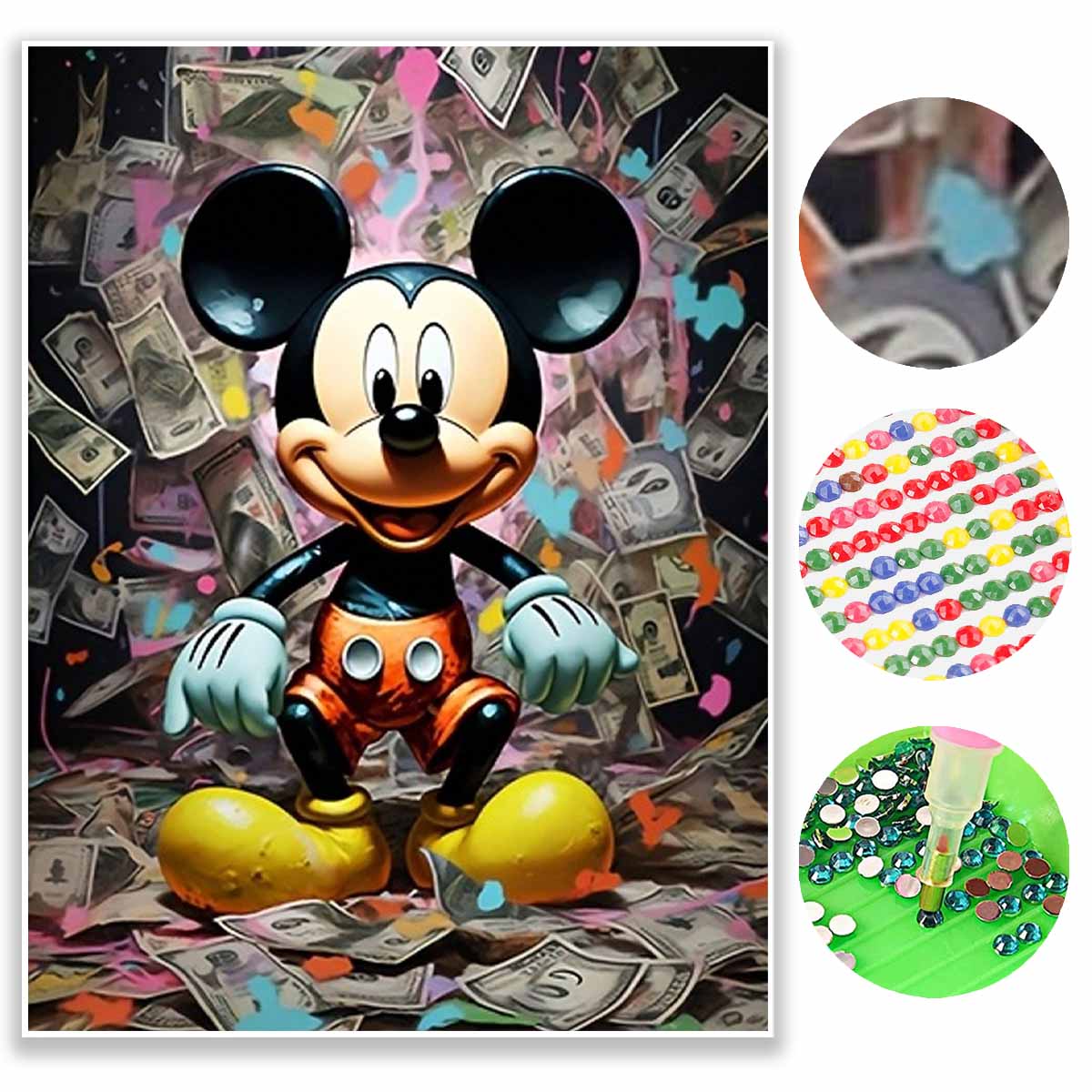30x40см Алмазная живопись Disney Микки Маус полный набор алмазов ручная работа DIY точечная алмазная декоративная картина Round 30x40cm black