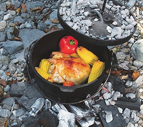 Captain Stag (CAPTAIN STAG) UG-3045 Cast Iron Dutch Oven, 20cm, No Seasoning Required, Perfect for Camping and Barbecuing