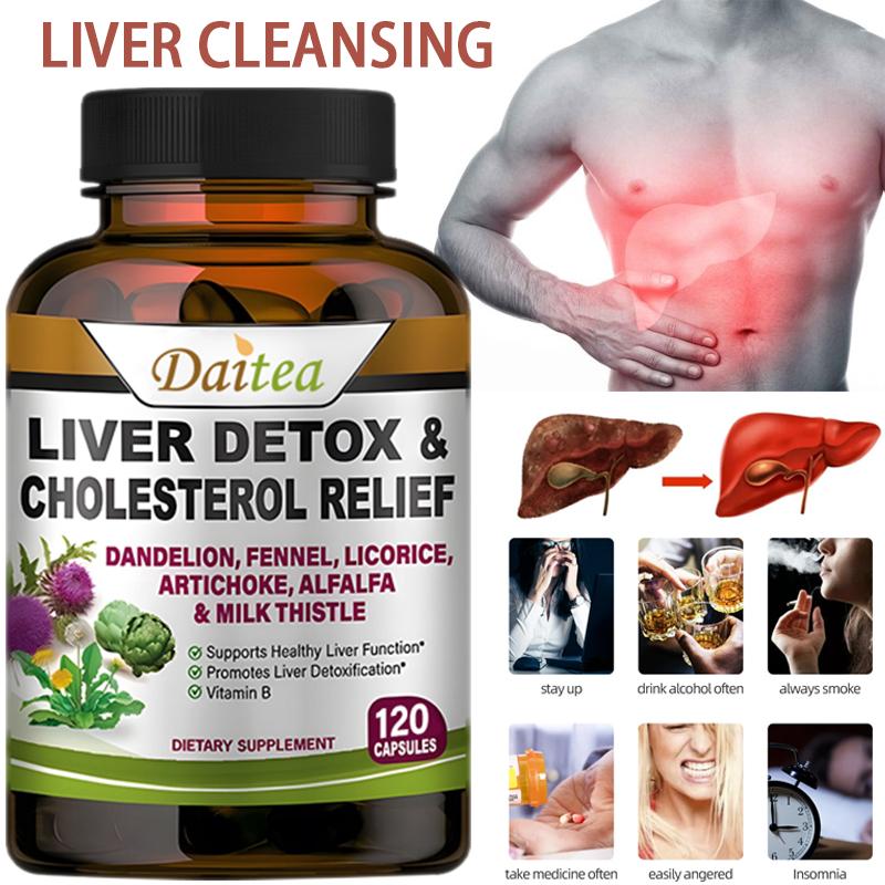 Liver Detoxification Soothing Capsules Milk Thistle and Dandelion Promote Lipid Reduction and Immune Enhancement 120 Capsules