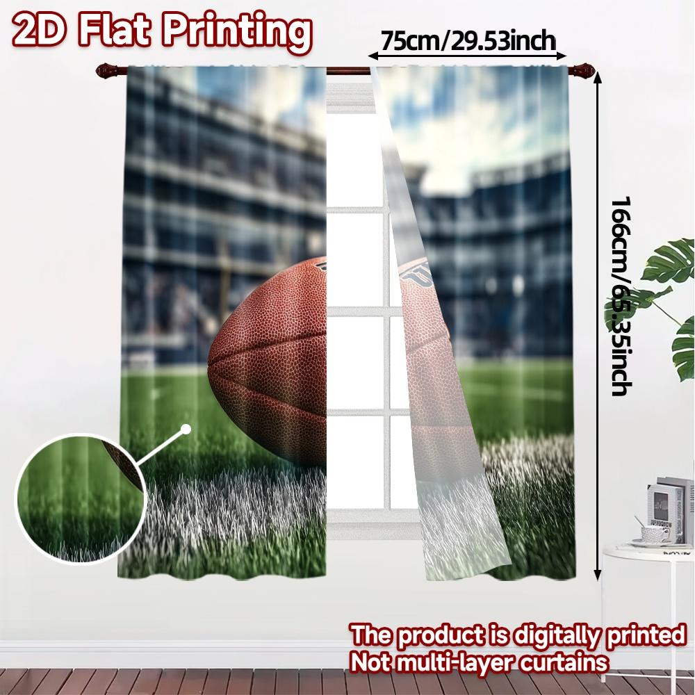 2 Stück 2D-Flachdruck-Vorhänge (Ohne Stange) GameReadyBall Zeitgenössische Beliebte Vorhänge Vielseitige Polyestervorhänge Vielseitig