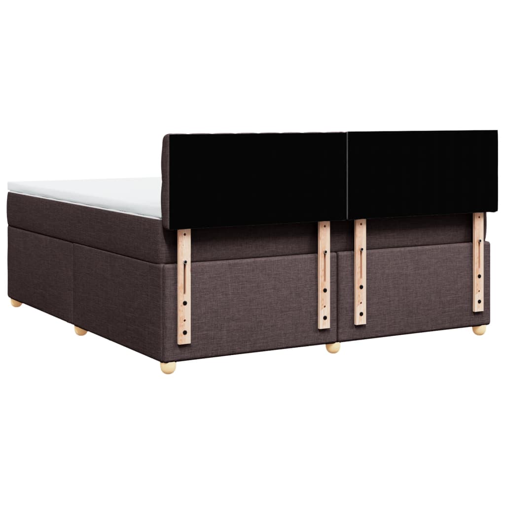 Box Spring Bed with Mattress Dark Brown 180 X 200 Cm Fabric
