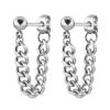 2Pcs Black Silver Small Steel Ball Stud Earrings Titanium Steel Chain Stud Earrings