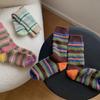 Female Winter New Style Plush and Thick Color Stripes Students All with Long Socks