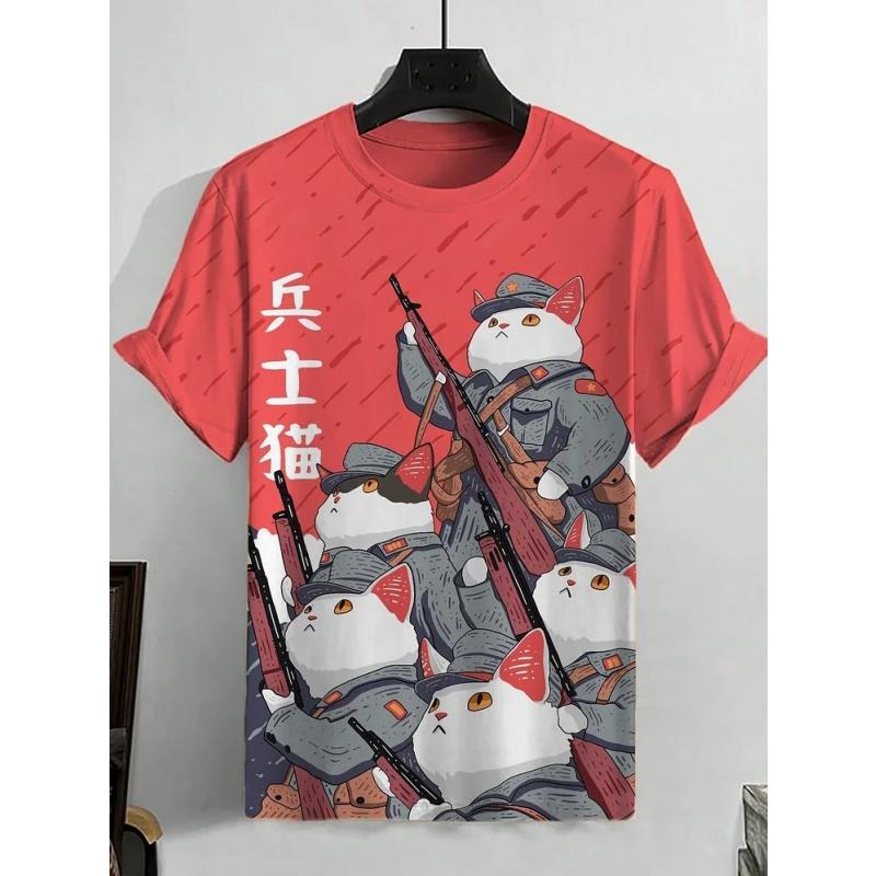 

Men s t-shirt Funny Cat Pattern T Shirt for Men Panda Wine 3D Printed Tees Casual Short Sleeve Round Neck Tops Street T-Shirts 6XL