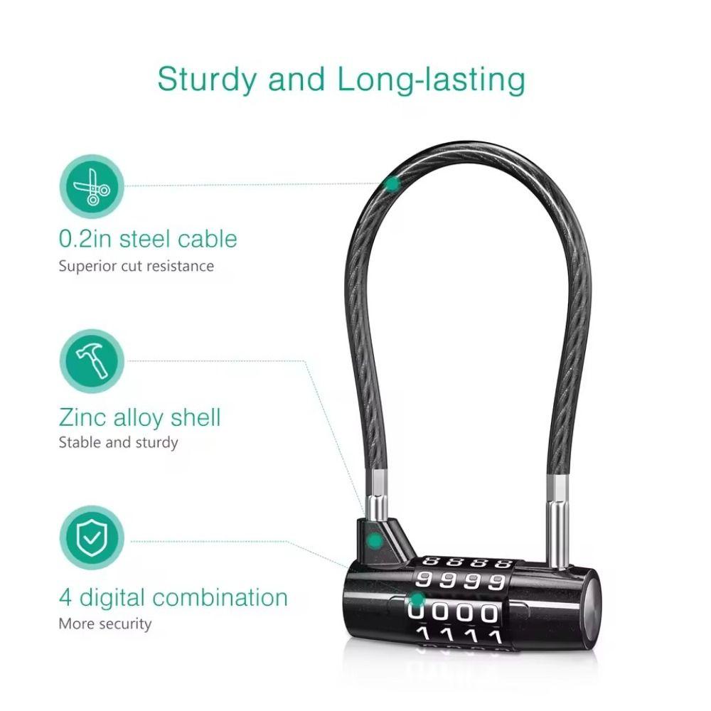 Zinc alloy 4 Digit Combination Lock Wire Rope Gym Safety Coded Lock  for Travel & Home