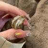 French Luxury Copper Zirconia Multi-layer Adjustable Women's Ring