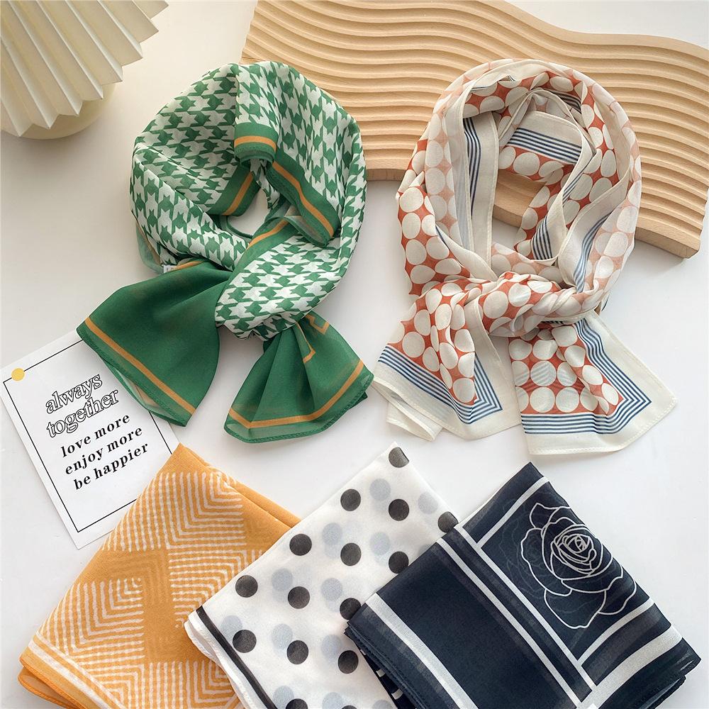 Eșarfă de mătase cu textură simplă decorativă, stil nou pentru femei, primăvară și toamnă, modă de vară, eșarfă versatilă, eșarfă de lucru