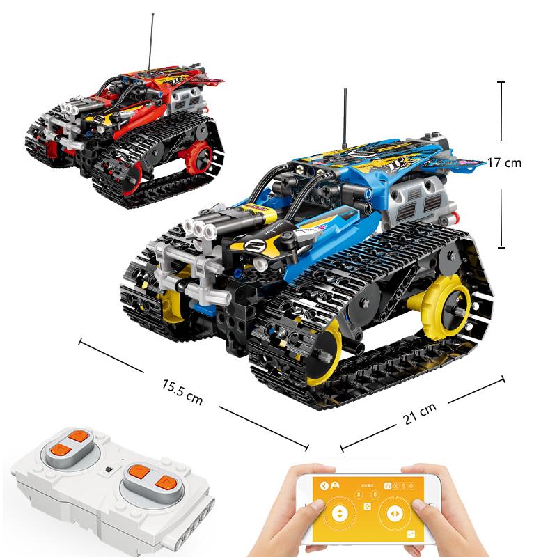391pcs Technic RC Tracked Stunt Racer APP Remote Control Building Block Vehicle Creator Car Bricks