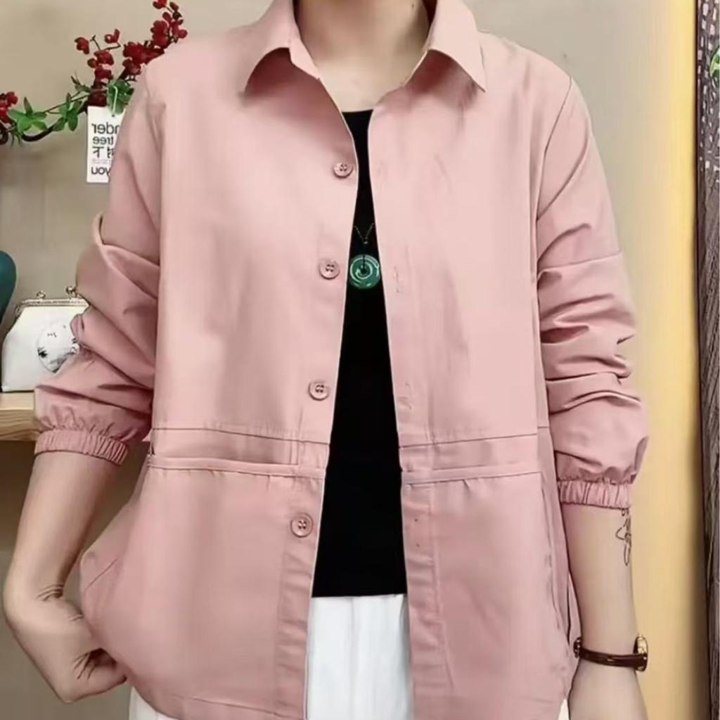 Women's Korean Style Versatile Short Length Jacket Loose Fit Regular Style Single Breasted Outerwear for Spring and Autumn