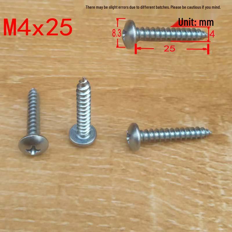 M4M5 Large Flat Head Galvanized Self-Tapping Phillips Wood Screws, Pan/Round Head