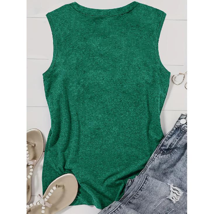 Colorful Palm Tree Print Loose Women Beach Sleeveless Tank Top