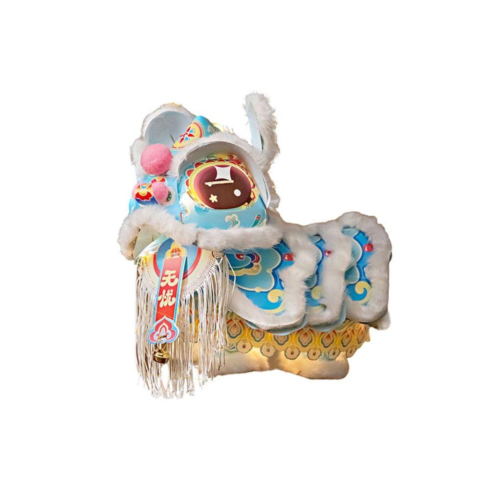 DIY Material Package New Year Lion Dance Lantern Luminous Hand-held Lantern  Children Craft