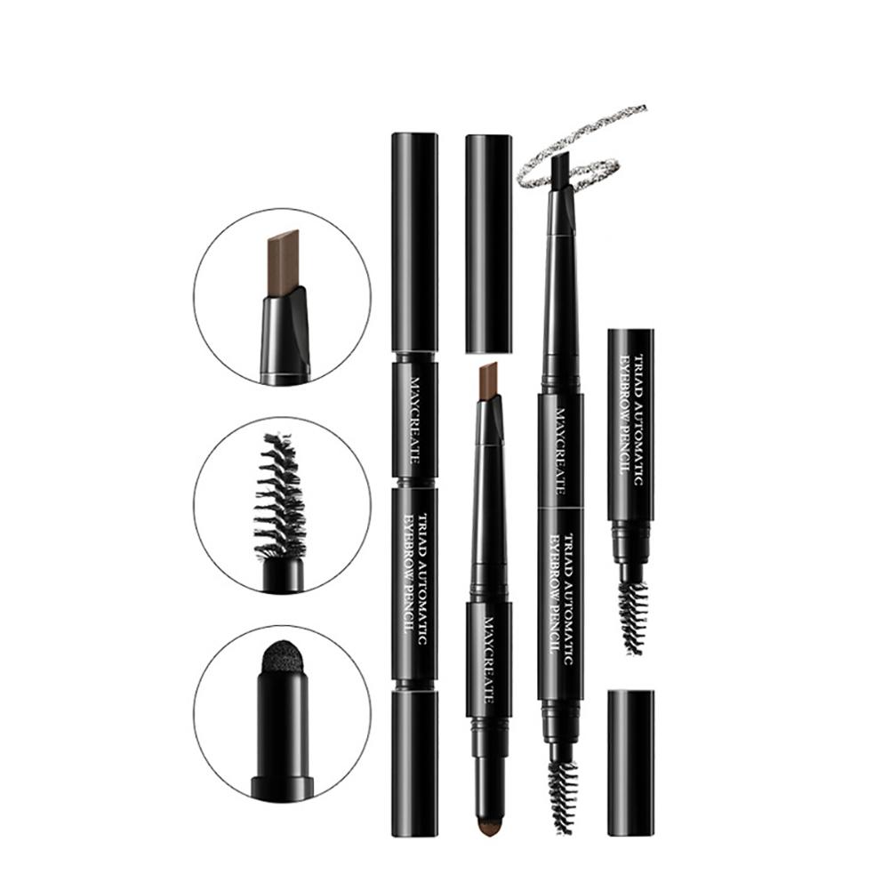 3 in 1 Waterproof Eyebrow Pencil Powder Eye Brow Brush Pigment Beauty Makeup Kit
