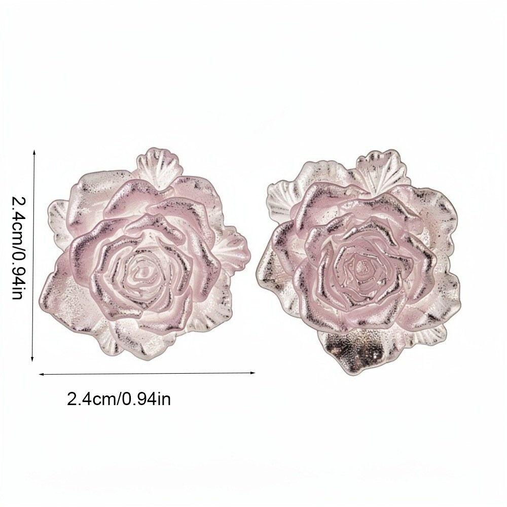 Gradient Color Flower Earrings Resin Women Earrings Vintage Floral Stud Earrings  Girls