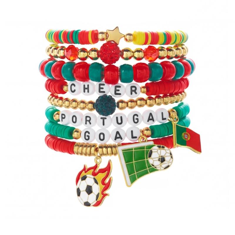 Soccer Themed Bracelets With Football Charm For Women And Men Elastic Adjustable Wristbands For Fan