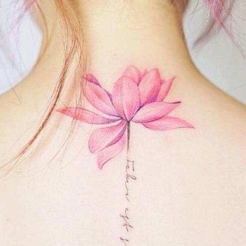 3D Dövme Etiketi Lotus Dövmesi Su Geçirmez Dövme Etiketi Boyun El Sırt Ayak Vücut Sanatı Geçici Dövme Sahte Dövme Kadın İçin