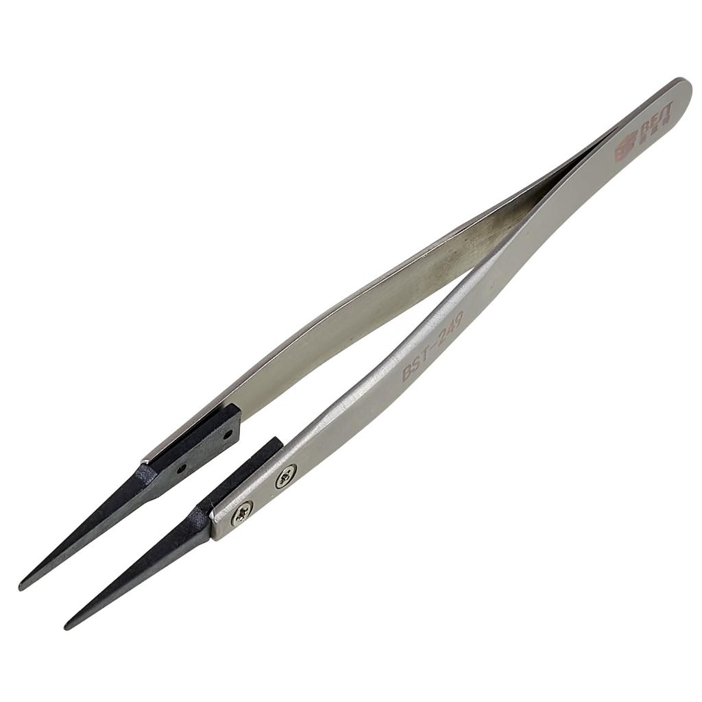 BEST BST-249 Professional Anti-Static Tweezers Mobile Phone Tablet Repairing PPS Plastic Head Tweezers
