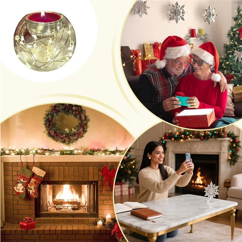 Portacandele Tealight di Tendenza 2025 Vetro Traslucido Portacandele Galleggiante Natale Calore per Festa Albero Matrimonio Interno Esterno