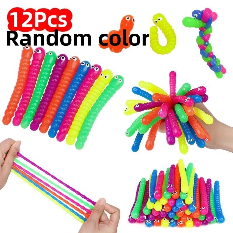 

12Pcs Colorful Soft Caterpillars Kids Birthday Party Favors Fun Decompression Stretch Caterpillar Small Items Halloween Gifts