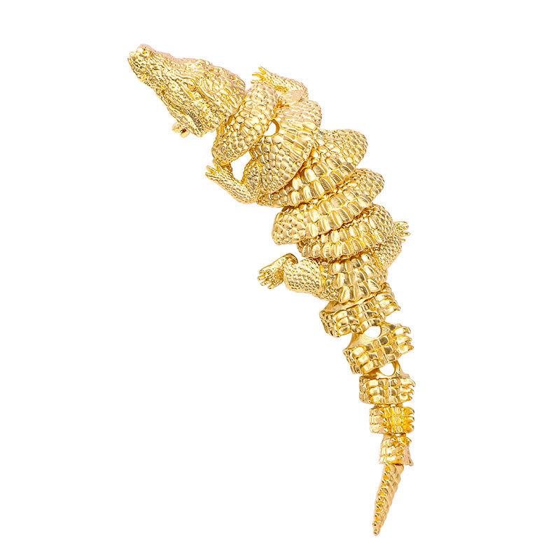 Vintage Alligator Brooch Joint Movable Alloy Animal Electroplated Large Alligator Brooch Men's Clothing Accessories
