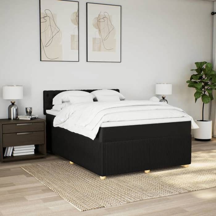 VidaXL Sommier à lattes de lit avec matelas Noir 160x200 cm Tissu 3287516