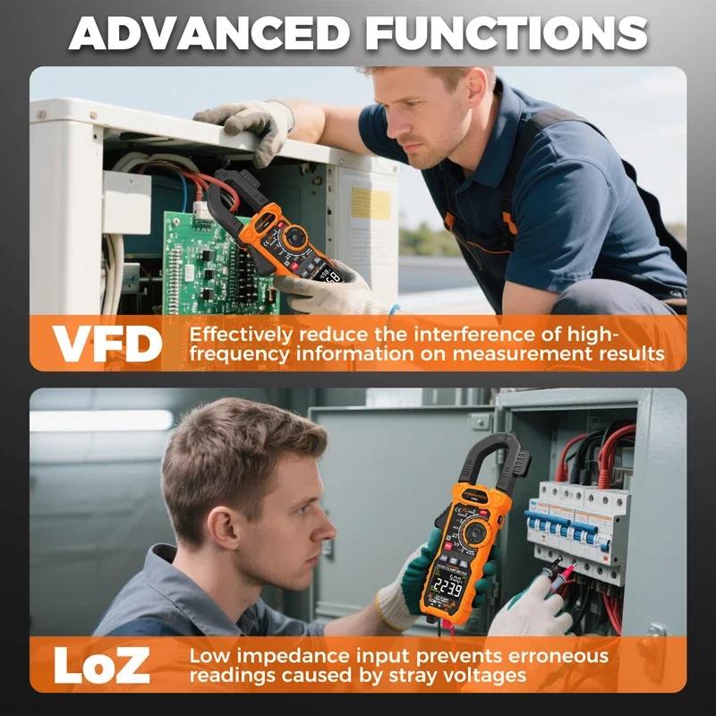 CM02 Digital Clamp Meter 1000A AC/DC Current True-RMS Multimeter Capacitance Temperature NCV Voltage Current Ohm Hz Tester