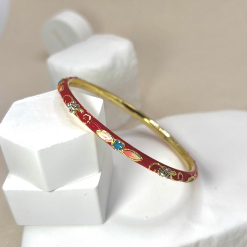 Colorful Vintage Cloisonne Bangle Enamel Women's Hand Bracelet Chinese Flower Bangle  Ladies