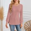 Women's Fashion Casual Solid Color Puff Sleeve Long Sleeve Top T-shirt