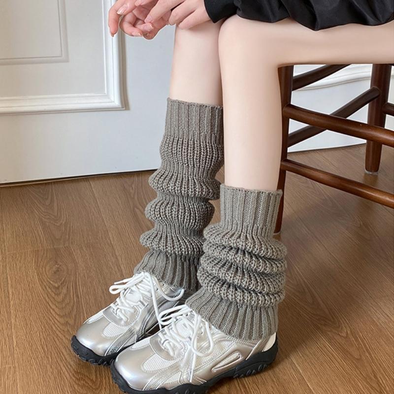 Japanese Student Leg Warmer Footless Socks for Women Girls Scrunch Lantern Boot Covers Solid Color Loose Leg Sleeves