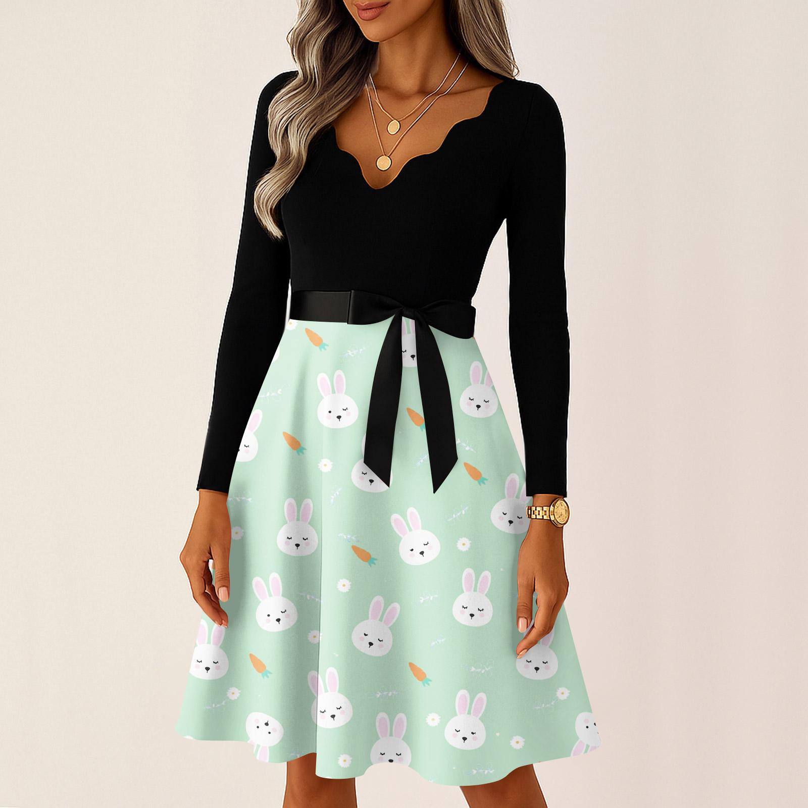 

Женское повседневное модное платье с V-образным вырезом и длинными рукавами в стиле ретро с рождественским принтом XL зелёный