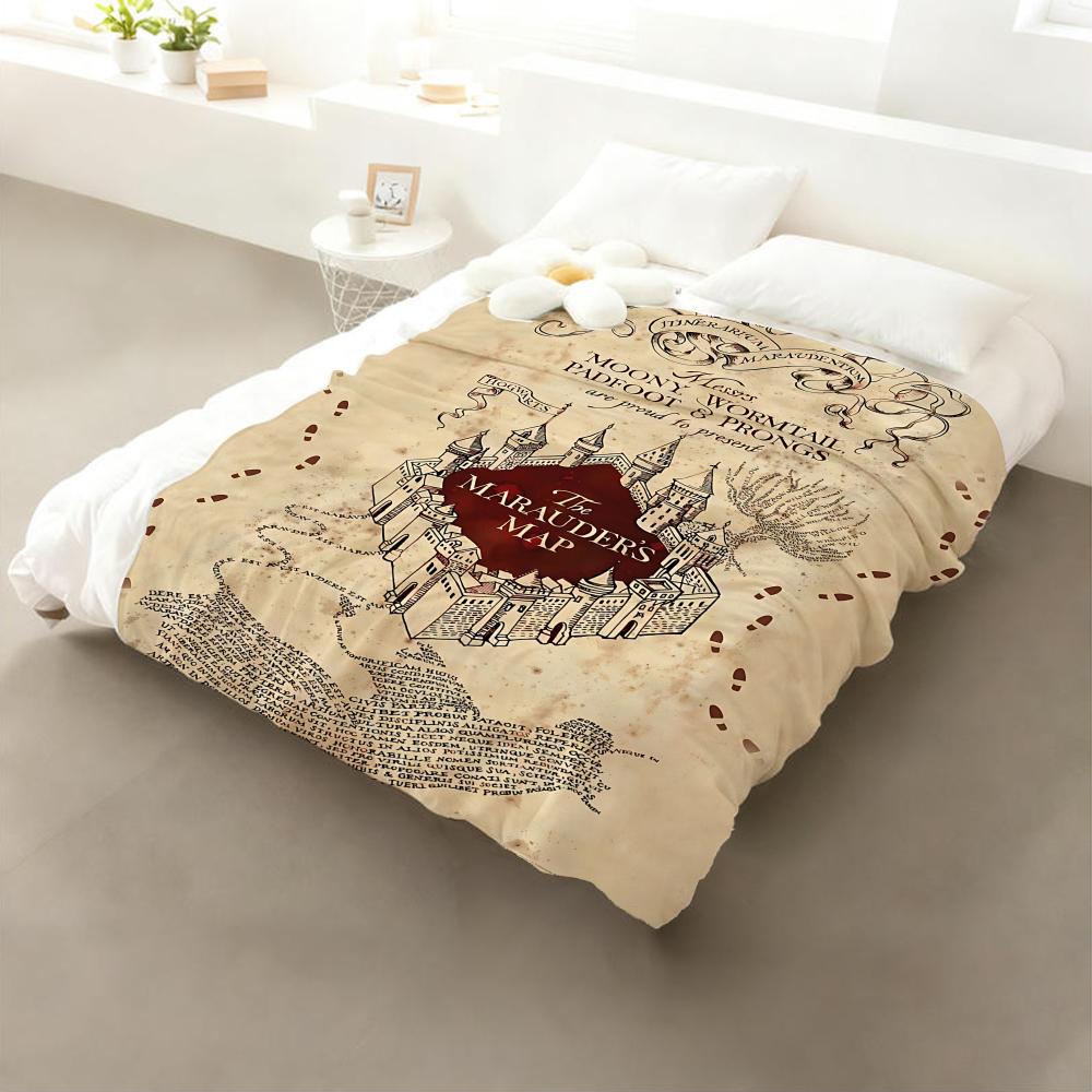 

The Marauder s Map Throw Flannel Throw Blanket: Soft Kid-Friendly Warm Anti-Static All Season Washable Couch Bed Home 75x90cm