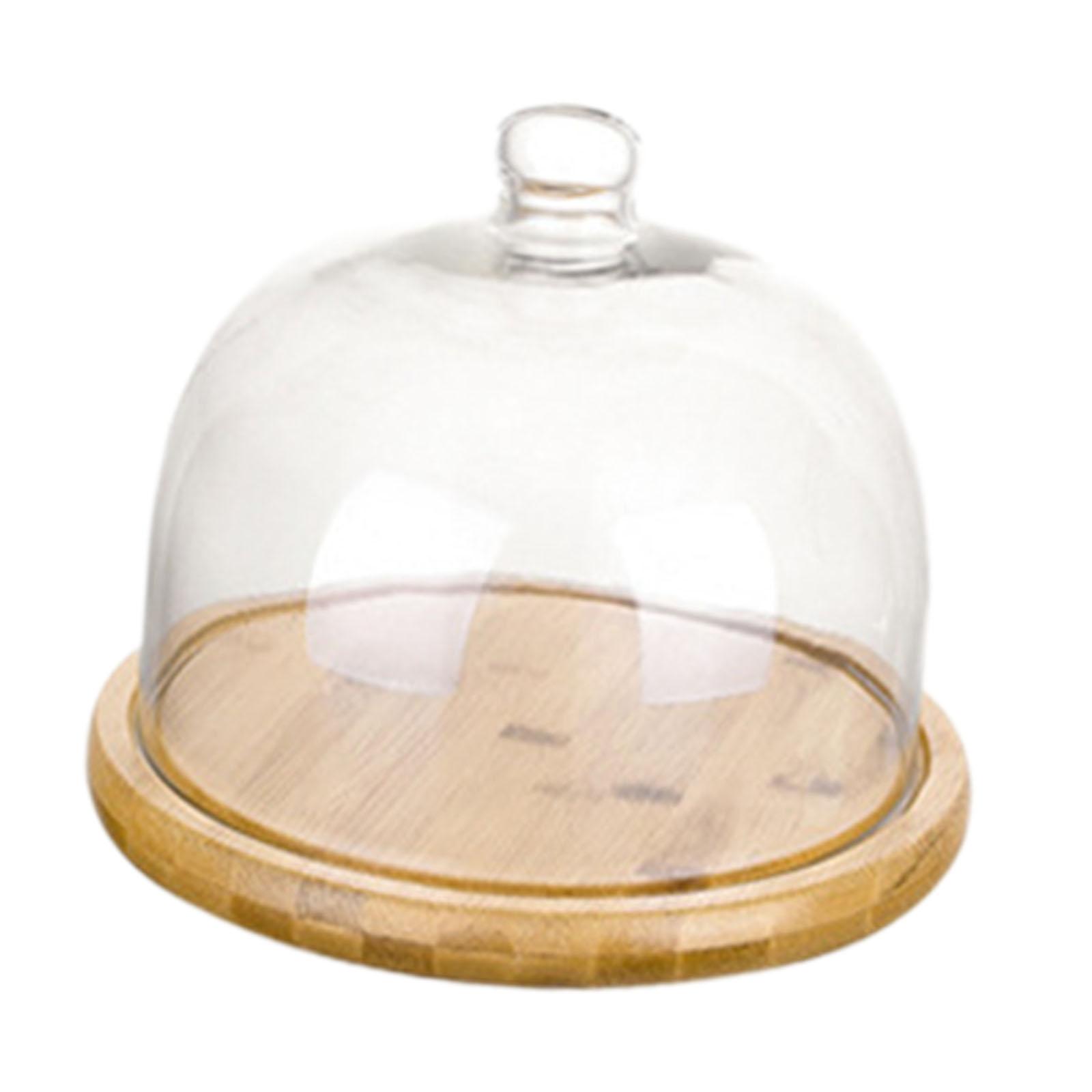 Bamboo Cake Stand with Dome Tableware Pastry Display Cake Diaplay Plate Holder for Kitchen Party Desserts Cookies Shop Display