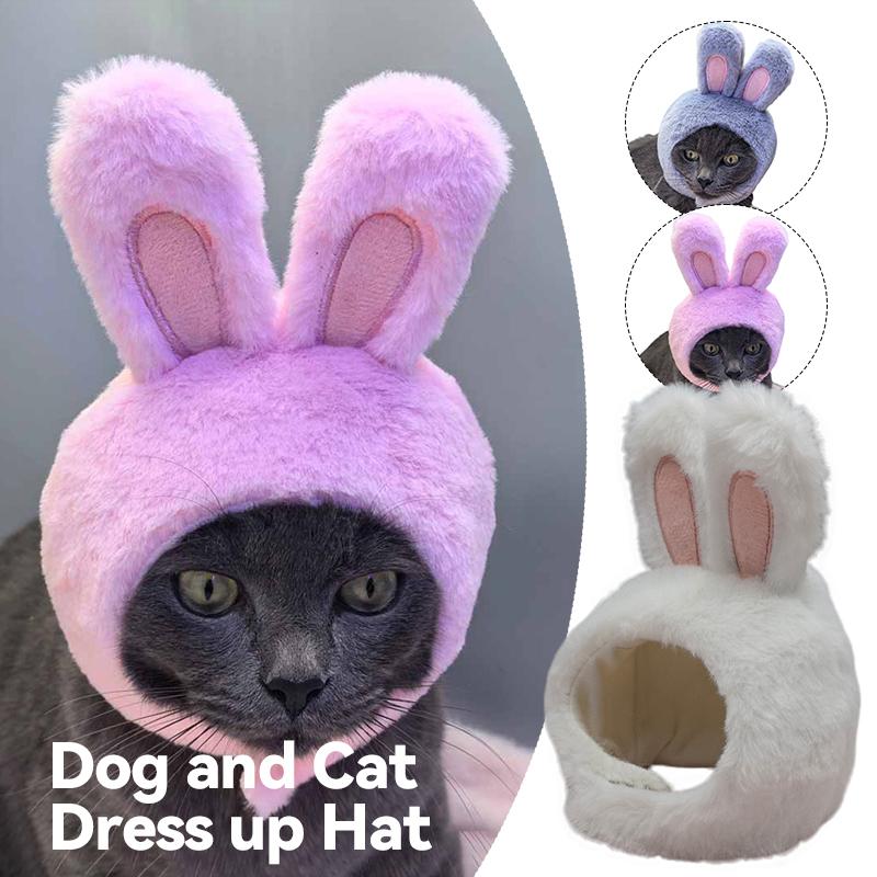 Pet Rabbit Ear Plush Hat Easter-Themed Bunny Ear Headband Funny Headdress for Cats Dogs Pets Photography Supplies Accessories